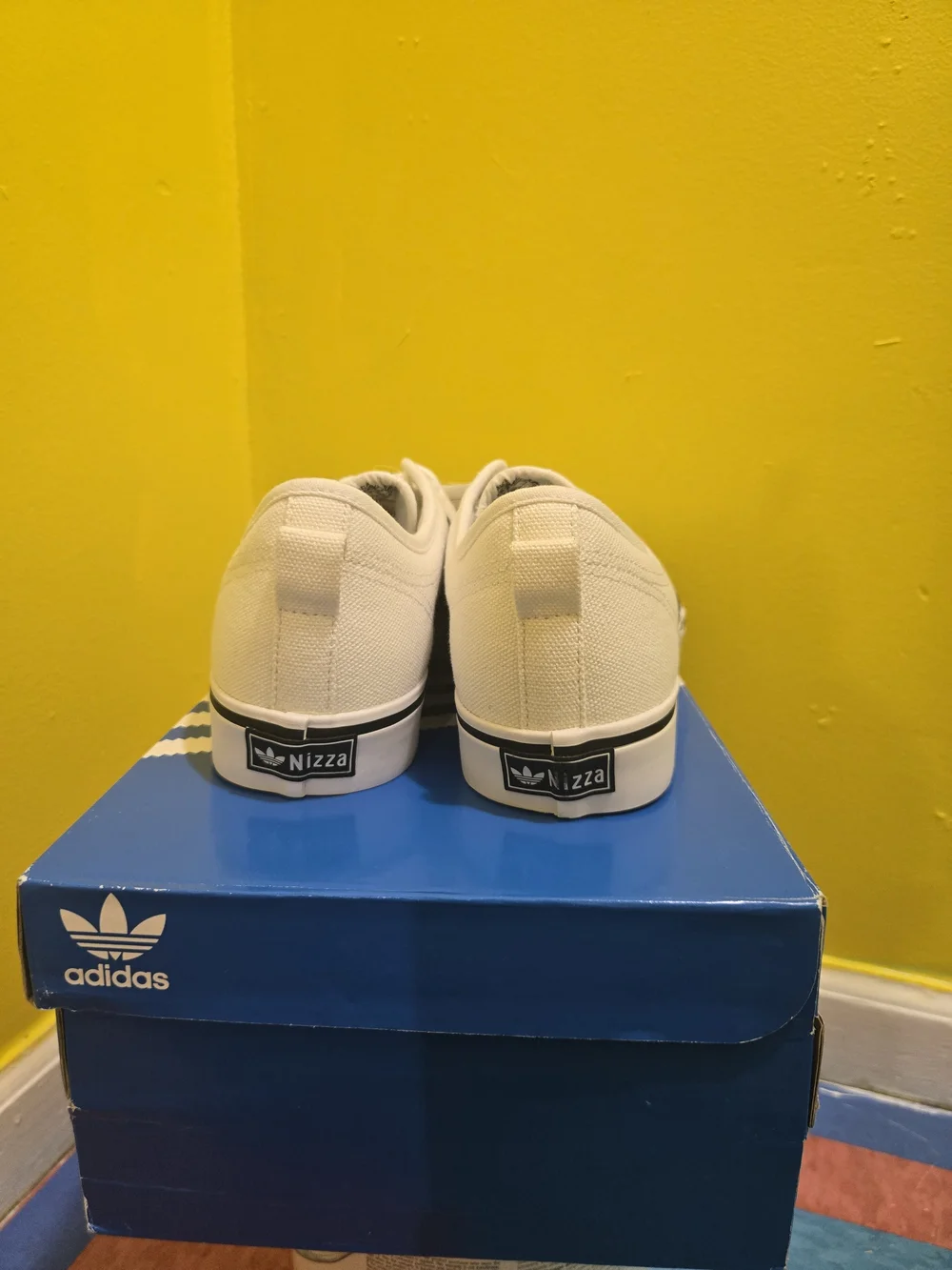 adidas Nizza White Sneakers with Black Stripes